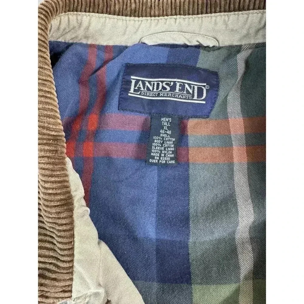 VTG Land's End Mens Chore Coat XLT Barn Jacket Field Corduroy Collar Plaid Lined - Picture 2 of 16